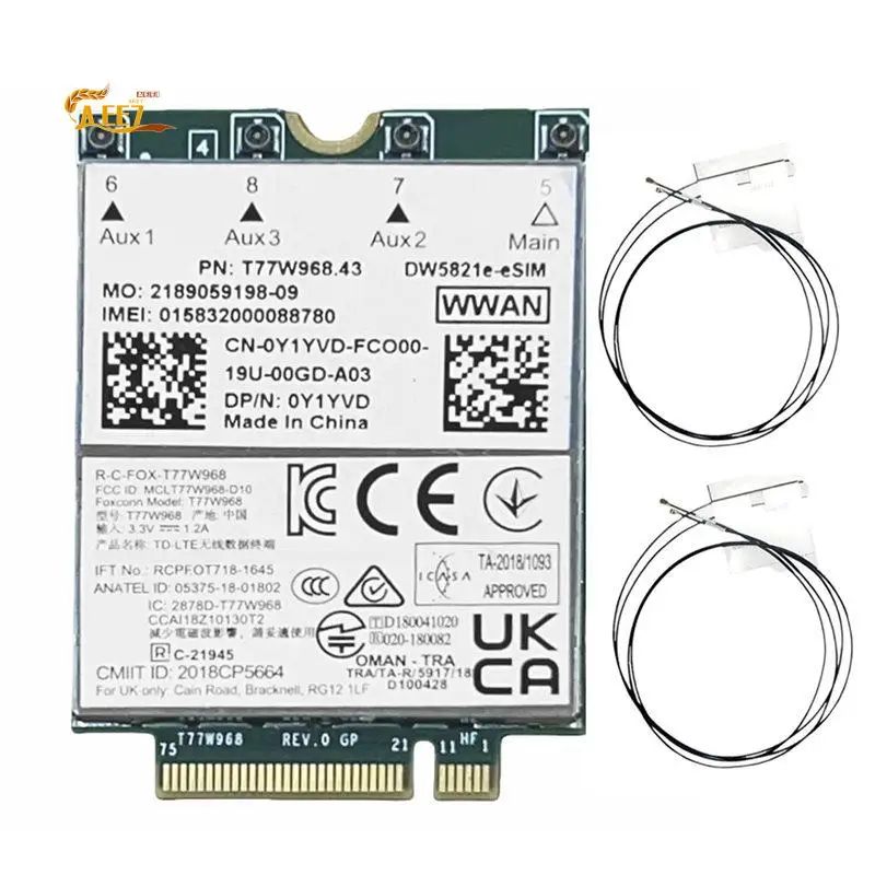 aee7-t77w968-dw5821e-e-sim-4g-lte-module-cat16-1gbps-fdd-lte-tdd-lte-4g-card-module-4x-antenna-for-dell-5420-5424-7424-7400