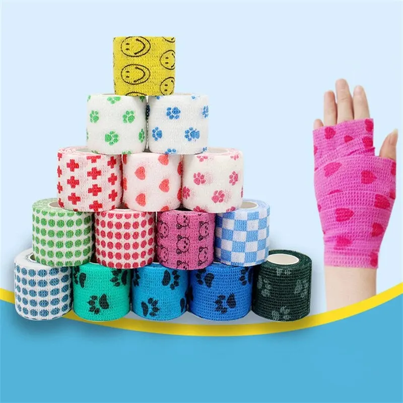 6Roll Medical Therapy Elastic Bandage Sports Knee Protector Self Adhesive Wrap Tape Pet Dogs Feet Wrapping Protective Bandages