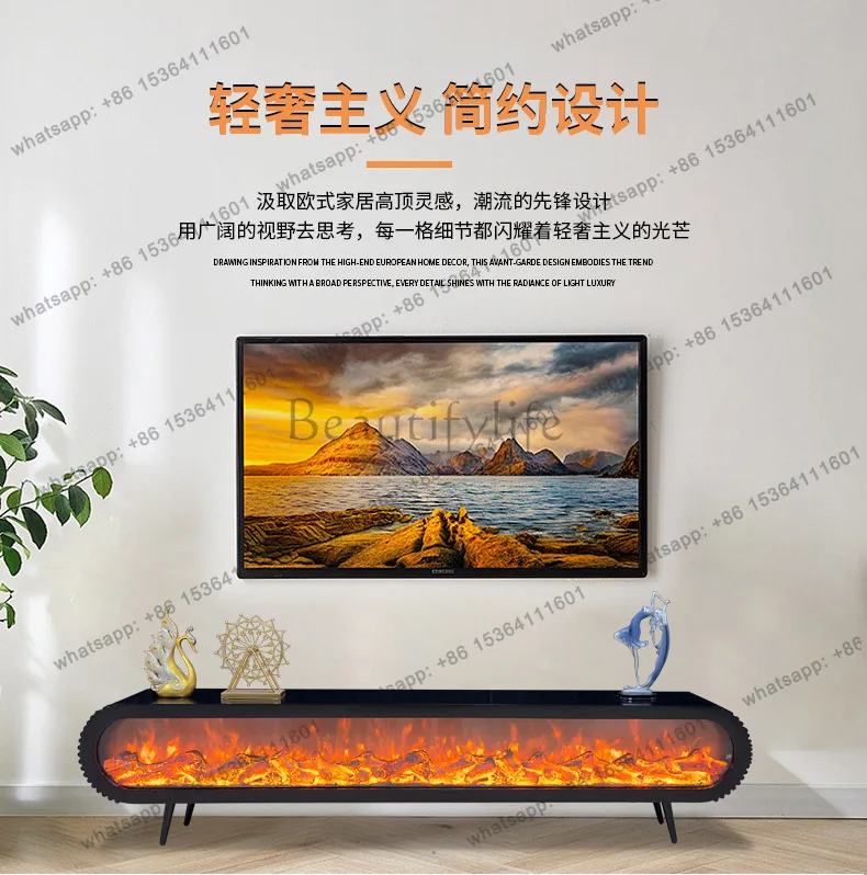 New Black Decoration Tv Cabinet Light Simulated Flame Designer Fireplace Tv Cabinet Lounges Modern Mueble De Tv Furniture For Ho