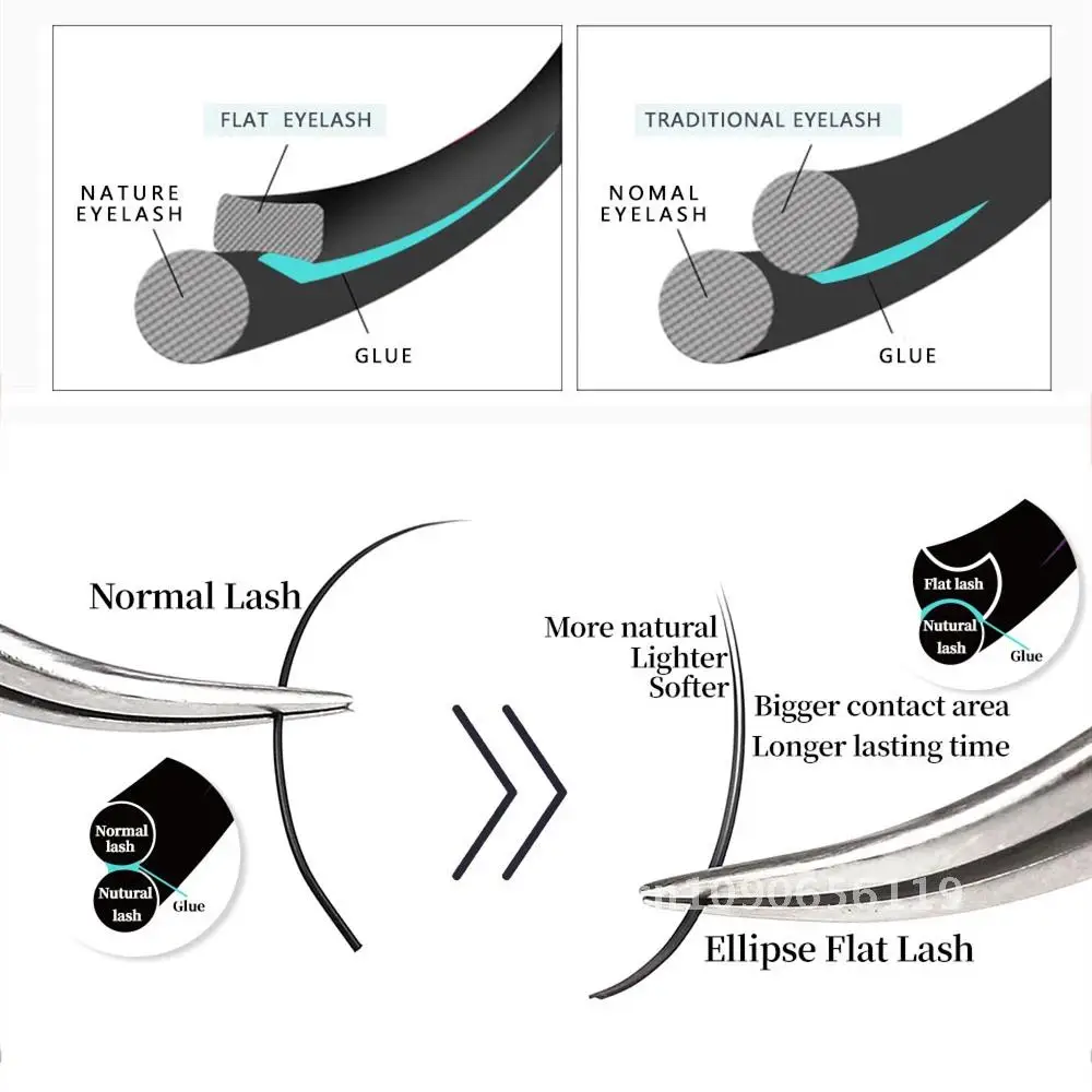 Indywidualne płaskie rzęsy elipsa dzielone końcówki miękkie sztuczne przedłużanie rzęs światło norek rzęsy magnetyczne matowe płaskie przedłużanie rzęs