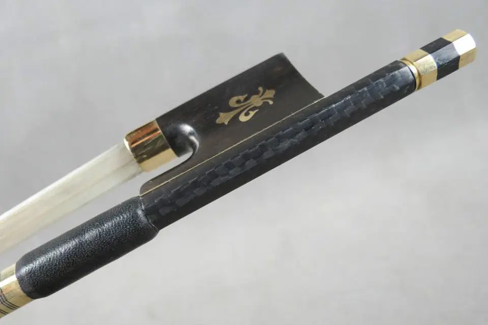 Beautiful plaid black Carbon fiber violin bow 4/4 Copper Mounted