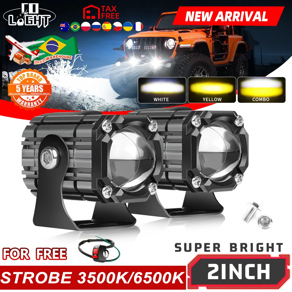 

CO LIGHT LED Fog Lamp Driving Daytime Off road Led Work Light Flashing 2" 50000LM Motorcycle Halo Lamps For ATV 12V 24V SUV Boat