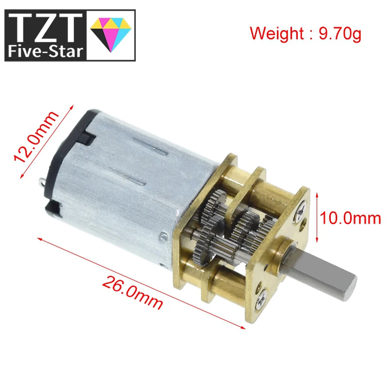 TZT DC 6V 30RPM 200RPM N20 Mini Micro Metal Gear Motor with Gearwheel DC Motors GA12-N20