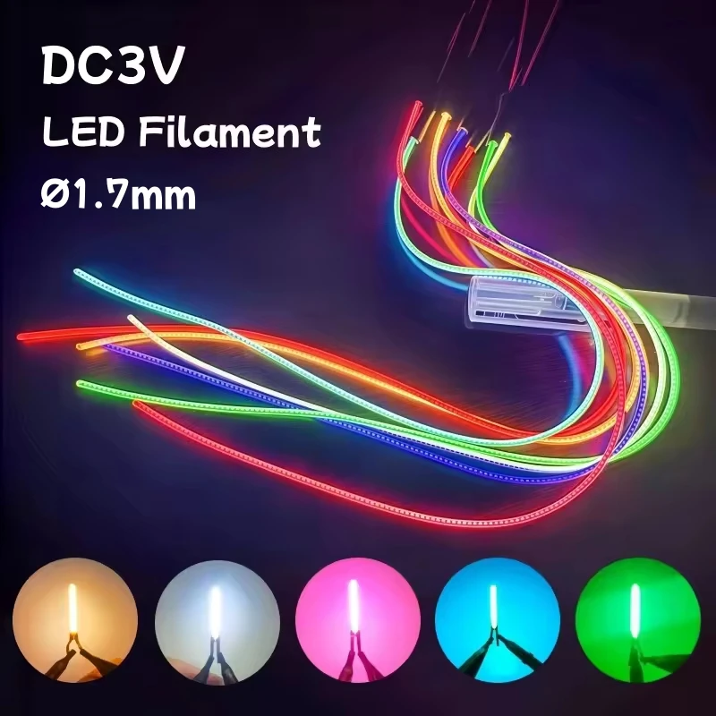 5pcs 3V Flexible LED Ultra Slim Filament 80/128/300mm Edison Bulb Lamp Part +- On One Side Replaceable Diode COB LED Strip Light