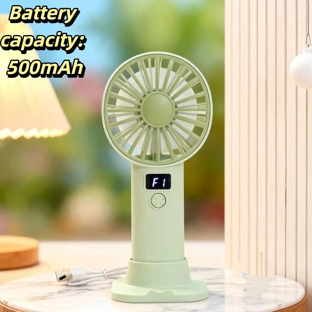 Mini Size Digital Display Fan Stable Base Lightweight USB Rechargeable Fan Compact Practical Design Portable Desktop Fan