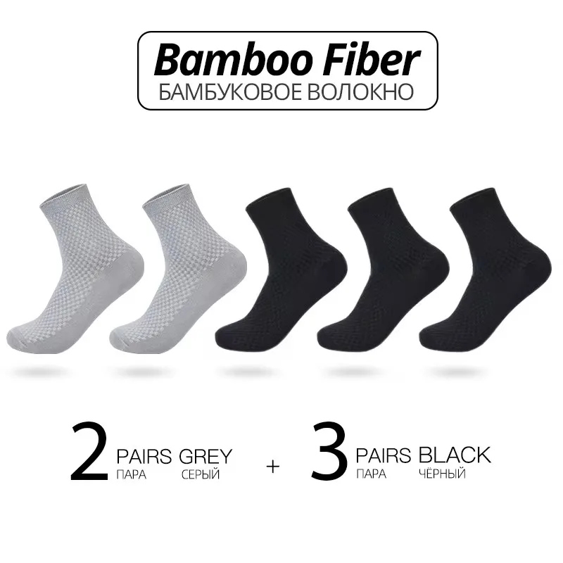5 paar bamboevezel herensokken klassieke zakelijke crew sokken lente herfst casual comfortabel ademend compressie bamboe sox
