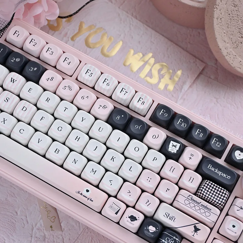 New moa original sin black powder cute personality theme custom PBT full five-sided sublimation mechanical keyboard keycaps