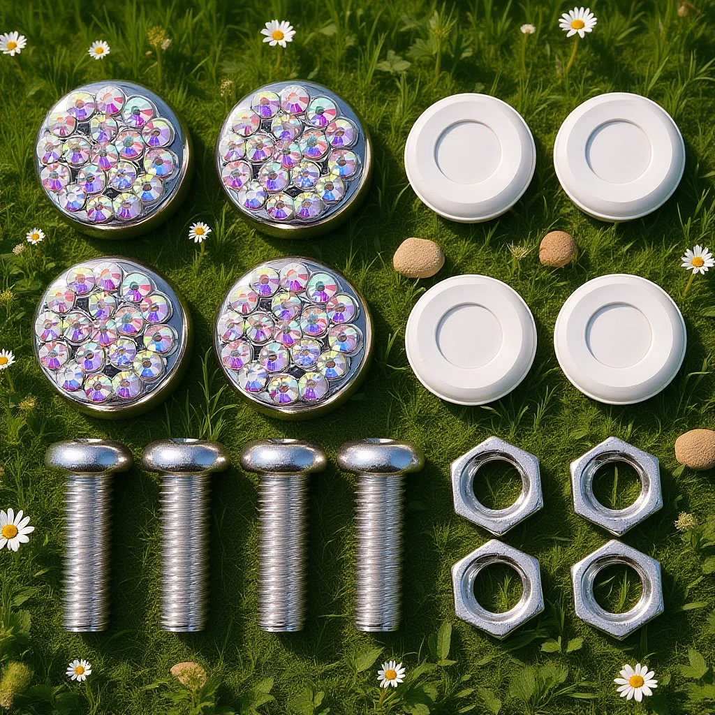 

1 set 1 Set Anti-Theft Screw Caps For License Plate Durable Electroplated Car Fasteners Kit Universal Fit Screws