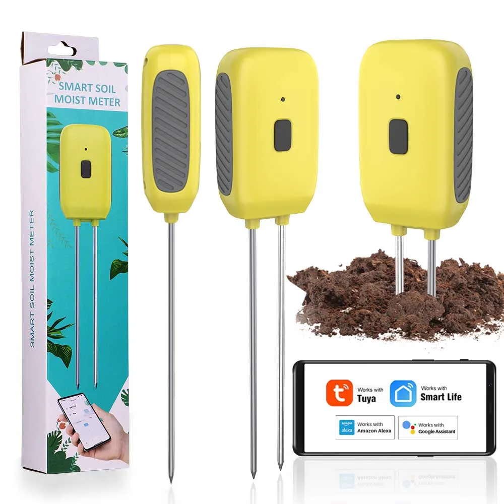 Bluetooth-compatible Soil Sensor Zinc Alloy Probes Monitors Soil Moisture & Temperature Garden Greenhouse Lawn IPX5 Waterproof