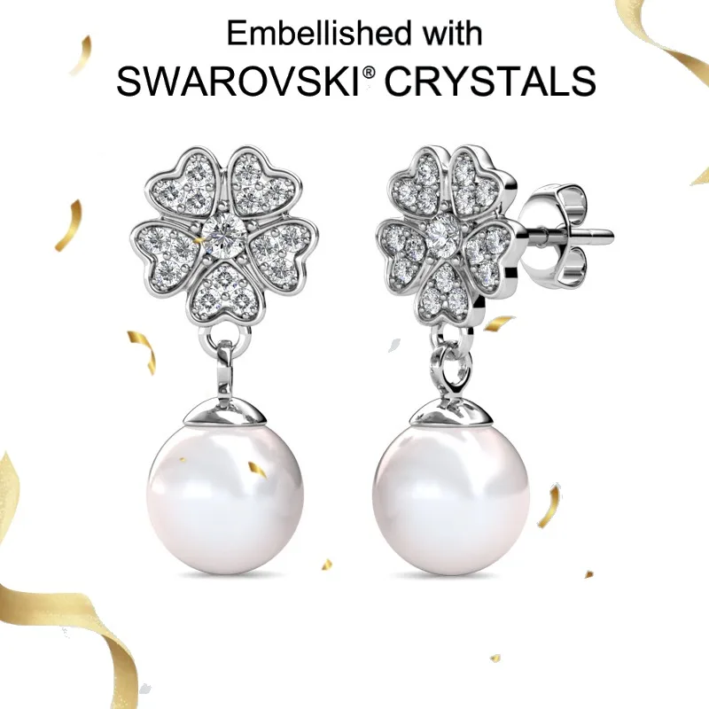 

Daisini серьги-капли из стерлингового серебра 925 пробы для невесты с кристаллами Сваровски, серьги с имитацией жемчуга, элегантная повседневная одежда