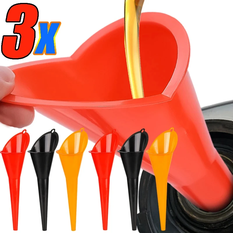 3-teiliges Set mit langem Trichter für die Öl- und Kraftstoffbefüllung, Spritzschutz-Trichter aus Kunststoff, Motorrad-Betankungswerkzeug, Auto-Reparatur