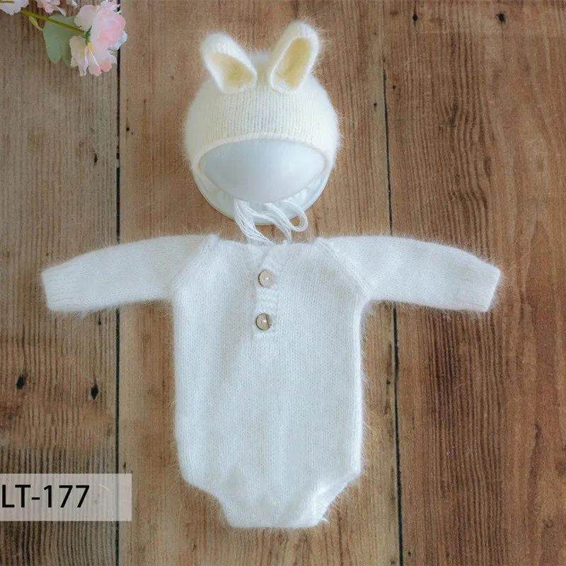 2022 baby bunny romper photography props,handmade mink yarn photo shoot clothes