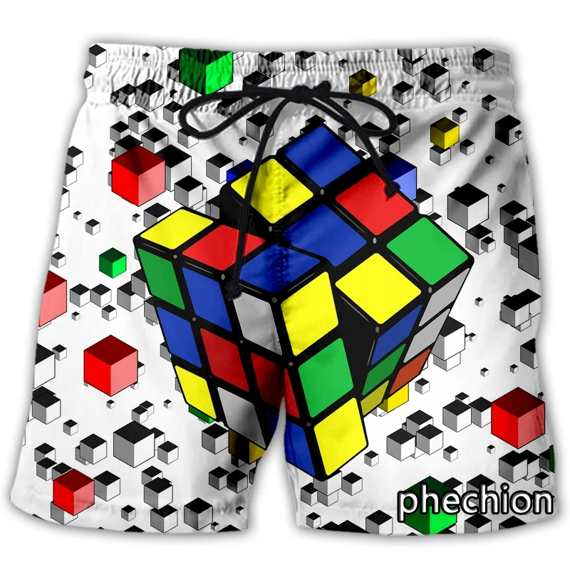 

phechion New Fashion Men/Women Rubik's Cube Art 3D Print Casual Shorts Novelty Streetwear Men Loose Sporting Shorts L27