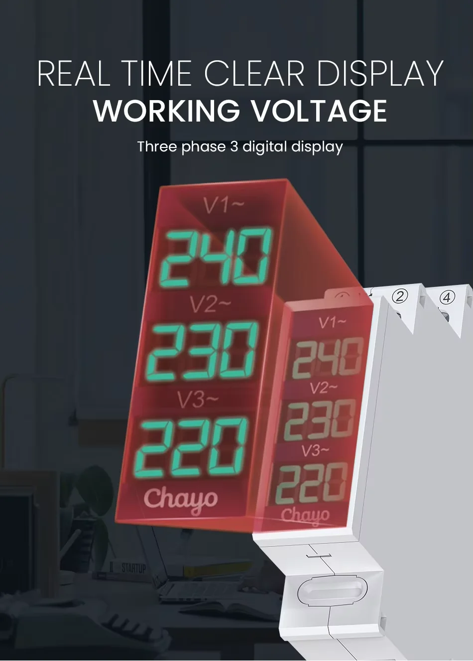 Din Rail Montaje Monofásico Medidor de Voltaje Ac 80-500V Mini Modular Indicador Voltímetro LED Detector de Pantalla Digital