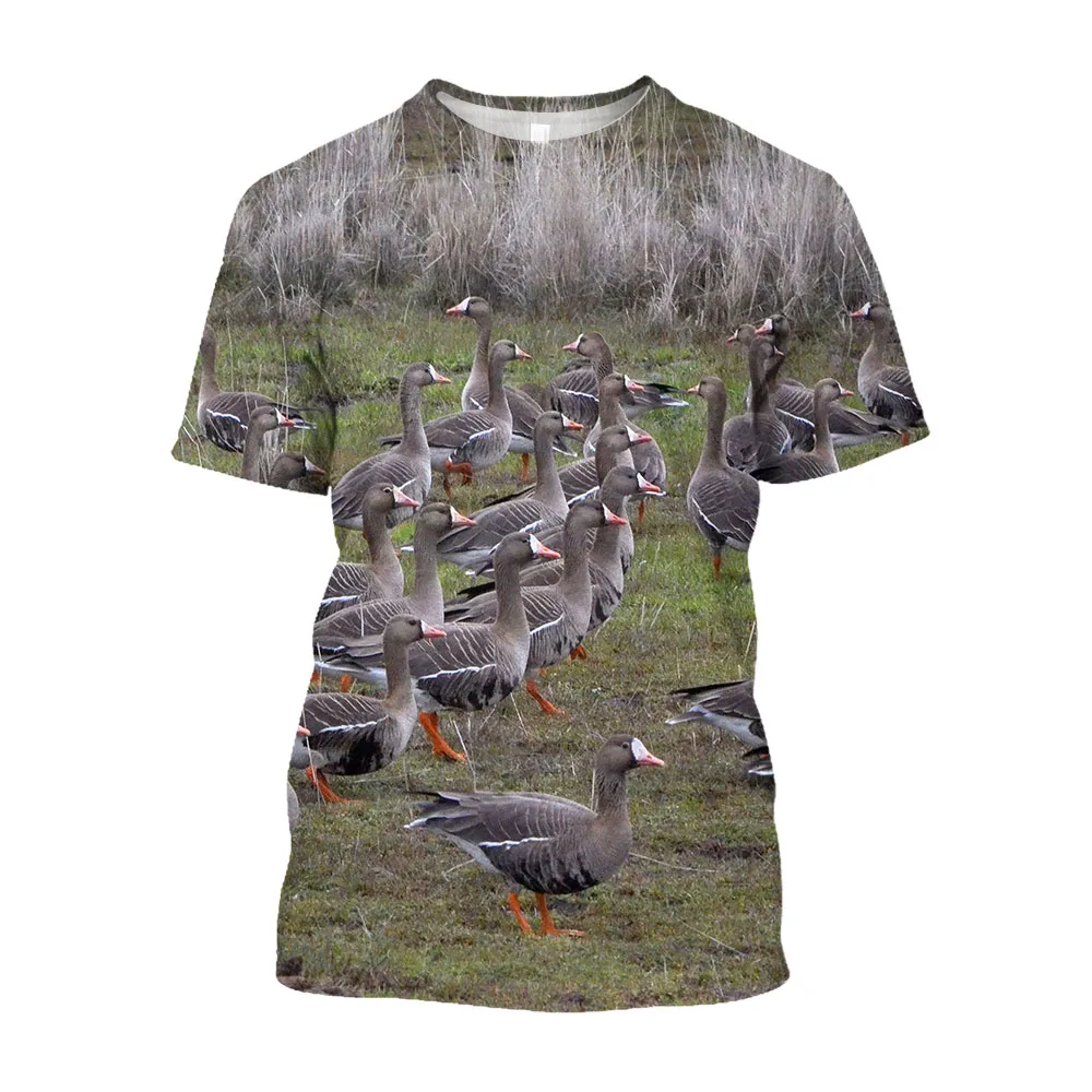 Summer New Wild Duck graphic t shirts Men Casual Outdoors Hunting Camouflage Fun Printed Personality O-neck Short Sleeve Tee Top