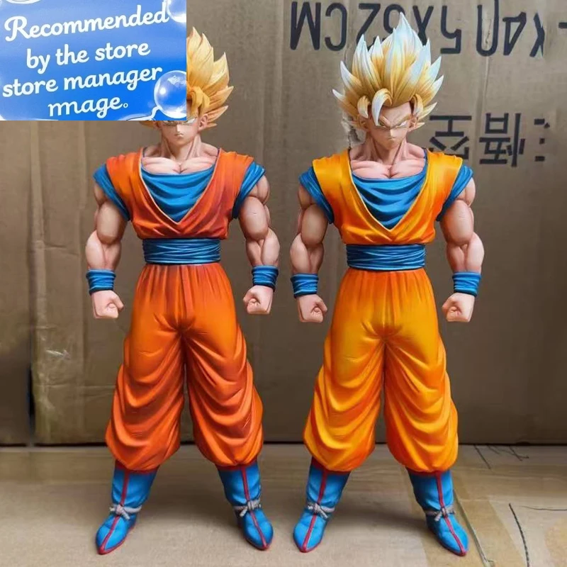 

NEW Dragon Ball Anime 32cm Super Saiyan 1 & 2 Goku Action Figure PVC Model Statue desktop Collectible Doll Toy Gift for Fans