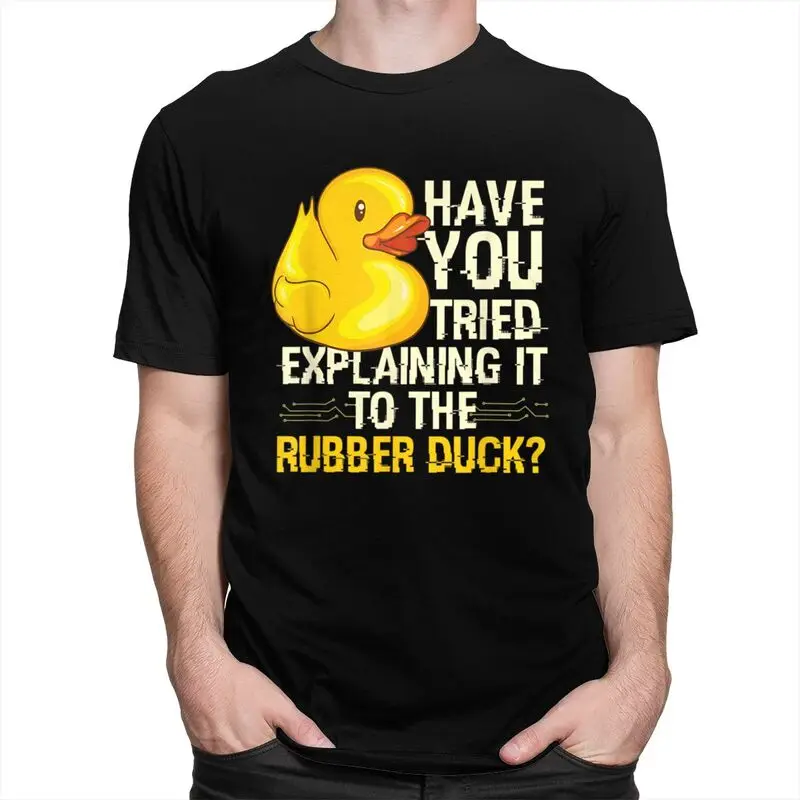 Custom Rubber Duck Debugging Funny Programmer T Shirt Men Short Sleeve 100% Cotton T-shirt Casual Tees Fashion Tshirt
