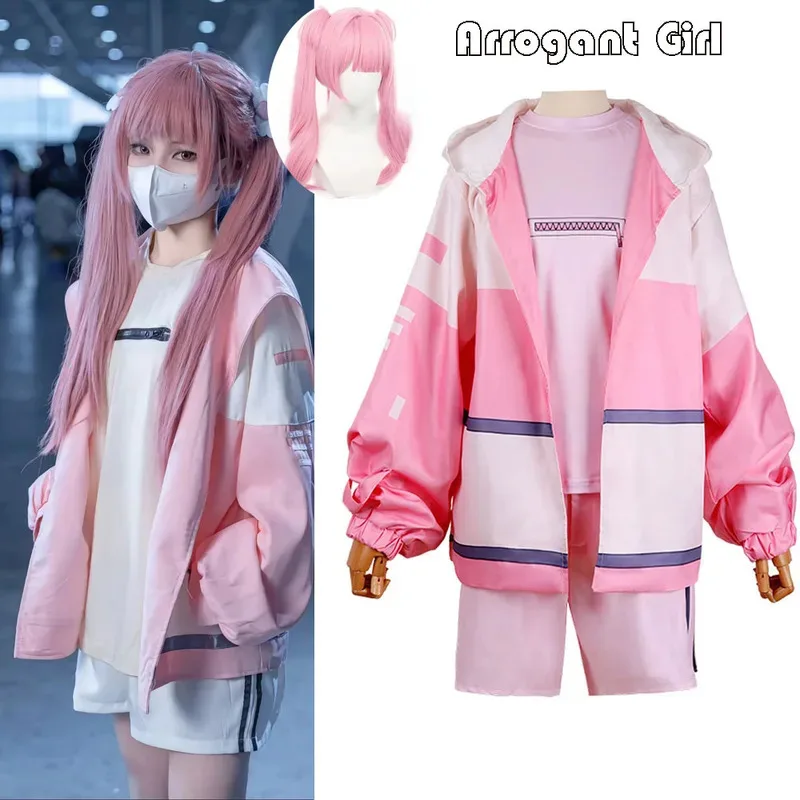 Li Tianxi Link Click Cosplay Anime Arrogant Girl Costume Pink Uniform Wig Party Activity Role Play Outfit For Women