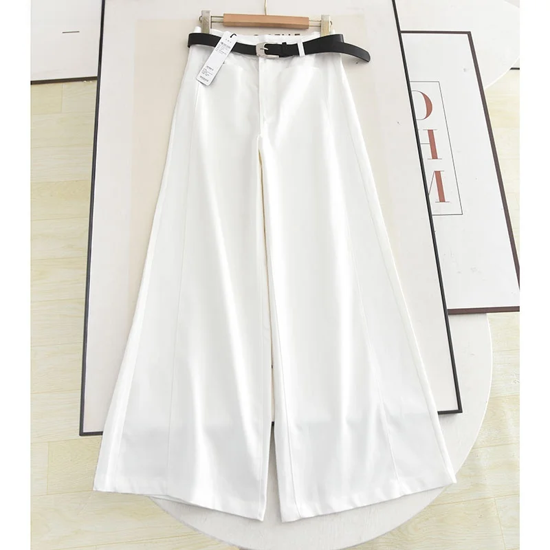 

High Waist Straight Leg Wide Leg Pants Women's Casual Trousers Aile Belt Spring New Sle Slimming Versatile White