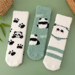 Chaussettes mi-mollet en peluche pour femmes, chaussettes optiques mignonnes, automne et hiver