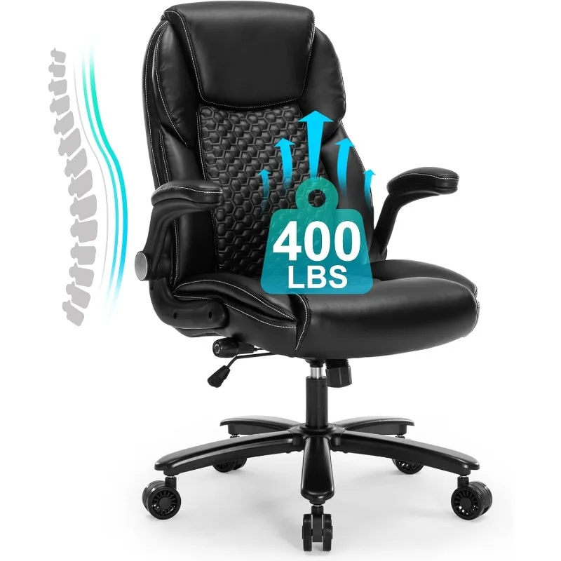 

Home Office Chair, Executive Comeputer Desk Chair Ergonomic Office Chair with Adjustable Lumbar Support, Tilt Lock, PU Leather,