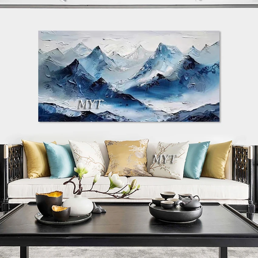 لوحات زيتية فنية بتصميم جديد على شكل جبل تجريدي، جدار منظر طبيعي بسيط، بدون إطار، قماش صورة تزيين أكريليك