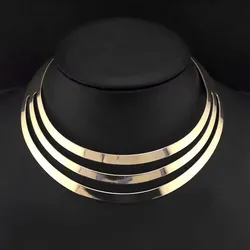 Fashion Golden Color Chunky Necklaces Hollow Design Multilayer Choker Necklace Jewelry For Women Bijoux Party Daily Accessories