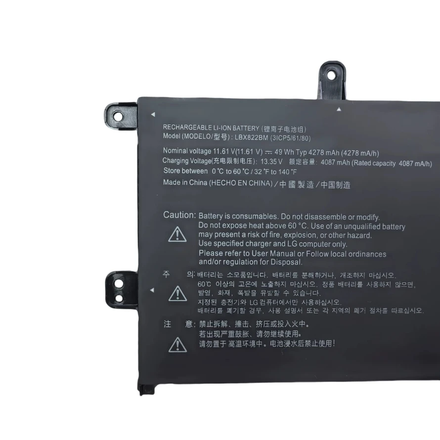 

Laptop Battery LBX822BM For LG 15UD50Q-GX50K Series Notebook Battery Replacement 11.61V/49Wh/4278mAh