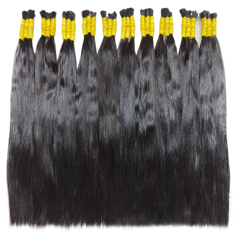 Extensions de cheveux humains vietnamiens non transformés, pas de trame, tressage en vrac, cheveux Staright, 100% cheveux humains naturels,