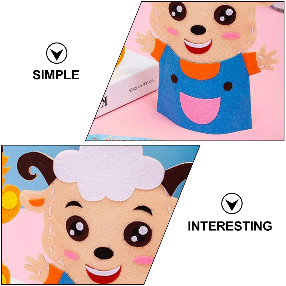 

5 Sets Creative Hand Puppet DIY Kids' Sewing Kits Cloth Toddler Finger Puppets Child Learning for