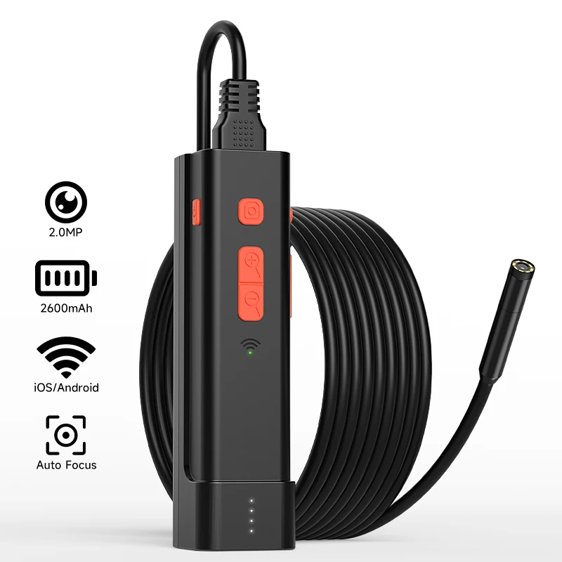 Wireless Borescope 1920P Camera for iOS/Android IP67 WiFi Industrial Endoscope Autofocus 8mm Inspection Camera for Piping Car