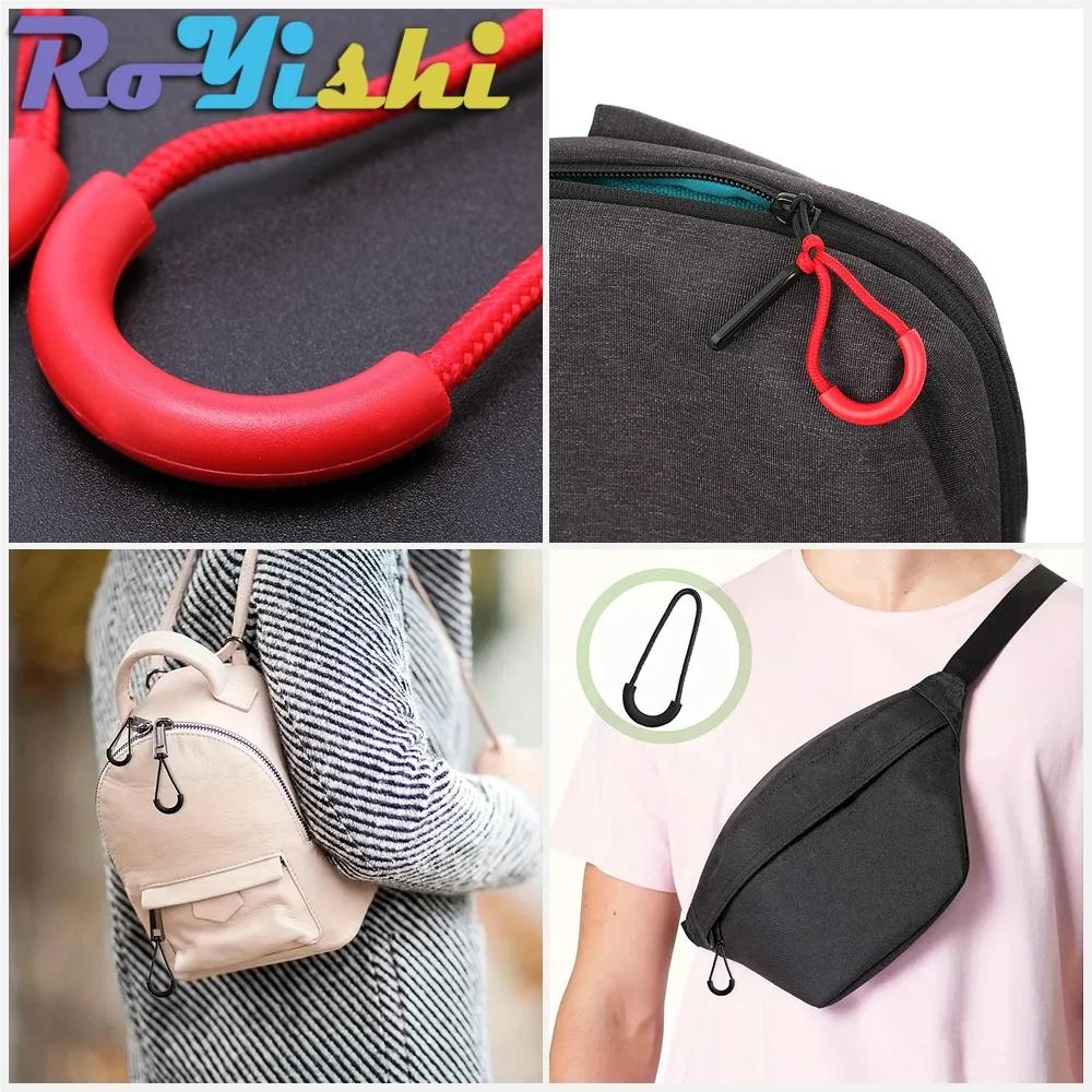 10-100pcs RoYishi Plastic Zipper Pulls Cord Zip Puller Clip Replacement Ends Lock Clothing Backpack Luggage Accessories