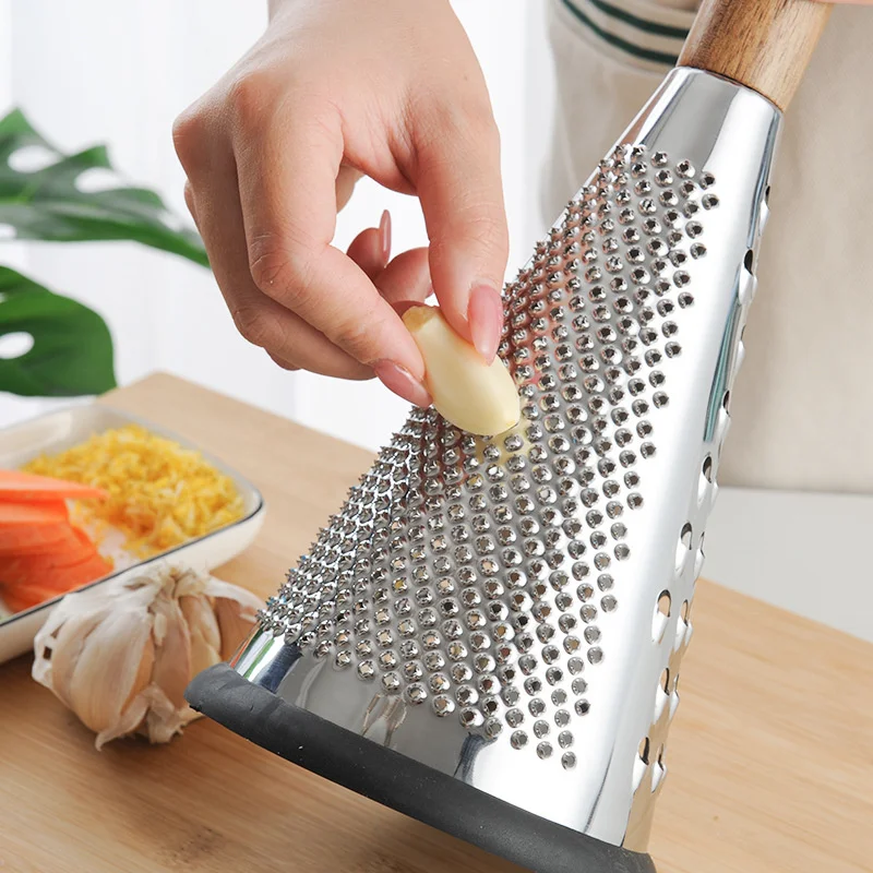 Conical Stainless Steel Grater Hand-held Wooden Handle Potato Shredder Multifunctional Ginger Grinder Kitchen Vegetable Tools image 2