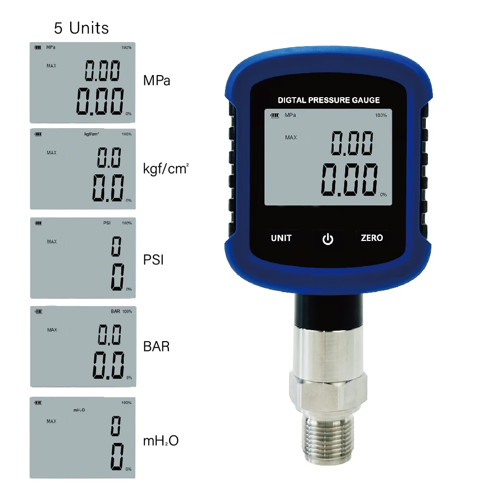 S281 alta precisão 10000psi medidor de pressão hidráulica digital 0.2% fs precisão manômetro ar 1/4 ''npt rosca com 330 °   Rotação