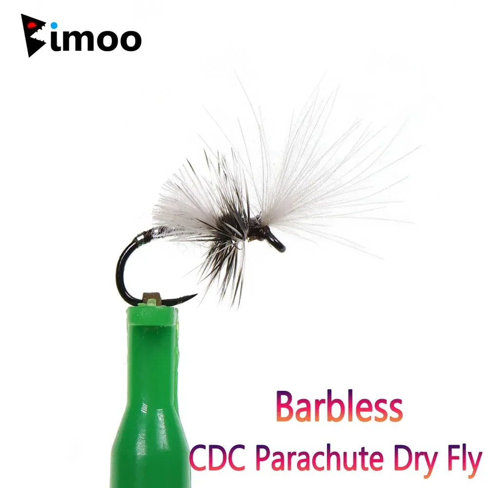 Bimoo 8PCS #20 Barbless CDC Parachute Dry Fly Rooster Hackle Artificial Emeger Insect Bait For Trout Grayling Perch Fishing Lure