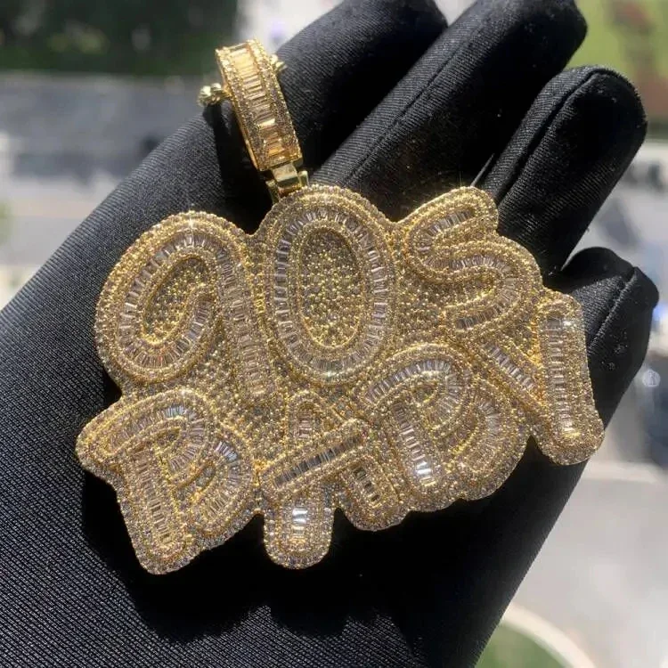 2024 New Arrived Hip Hop Punk Iced Out Bling 90'S Baby Pendant Necklace Micro Paved 5A CZ Cubic Zirconia Men Boy Rock Jewelry