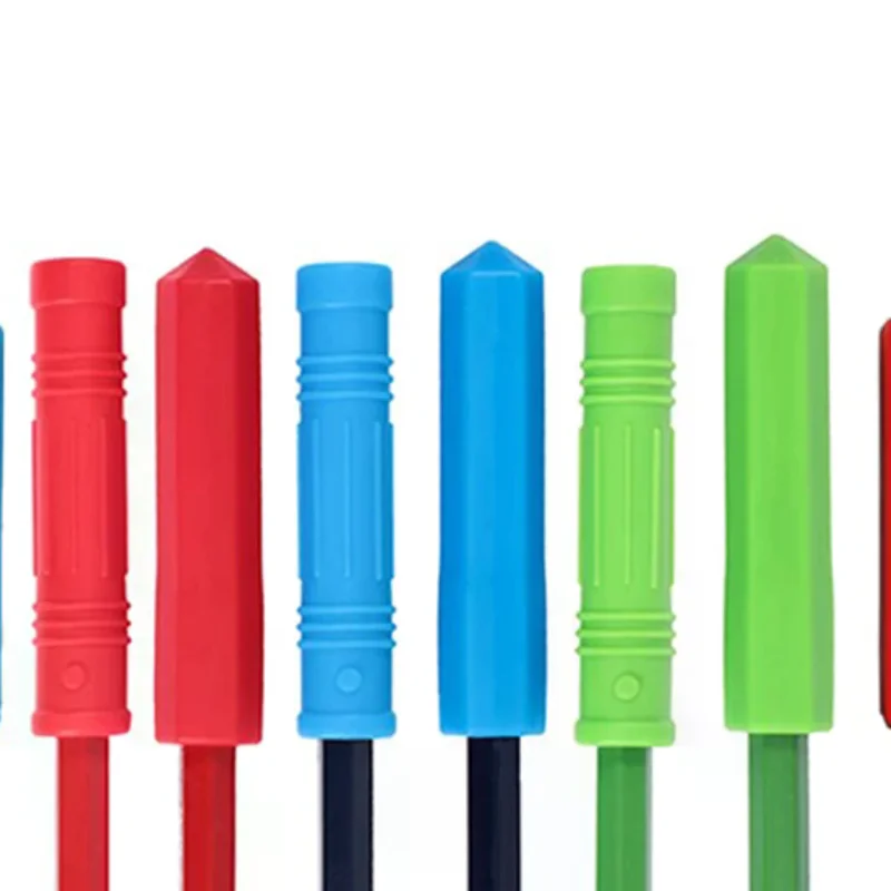 1Pcs Chewable Pencil Topper Bite Silicone Teether Pencil Cap Sensory Toy