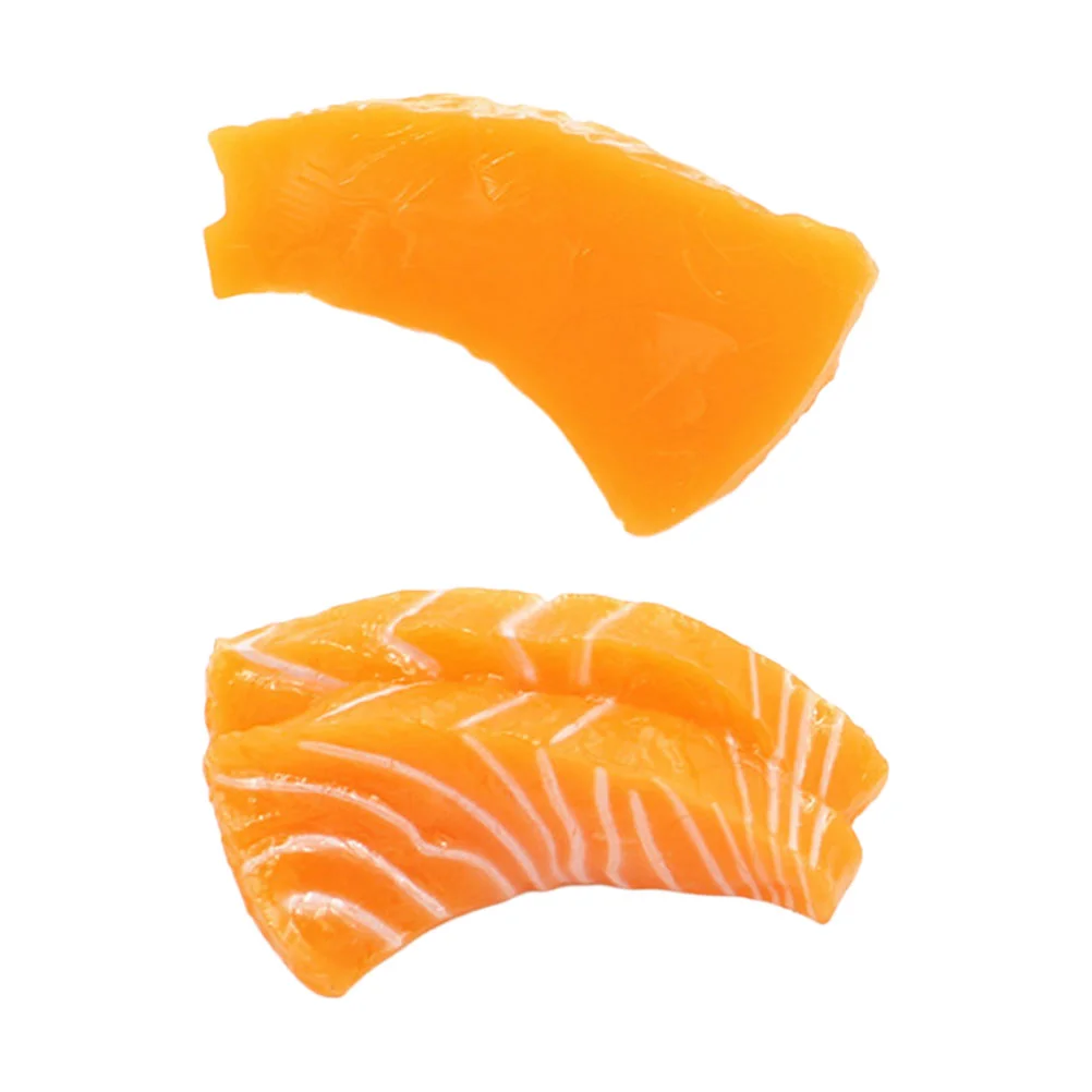 2 Pcs Salmon Fillet Model Simulated Sashimi Plastic Decor Photo Props Scene Photography Dining Room Table