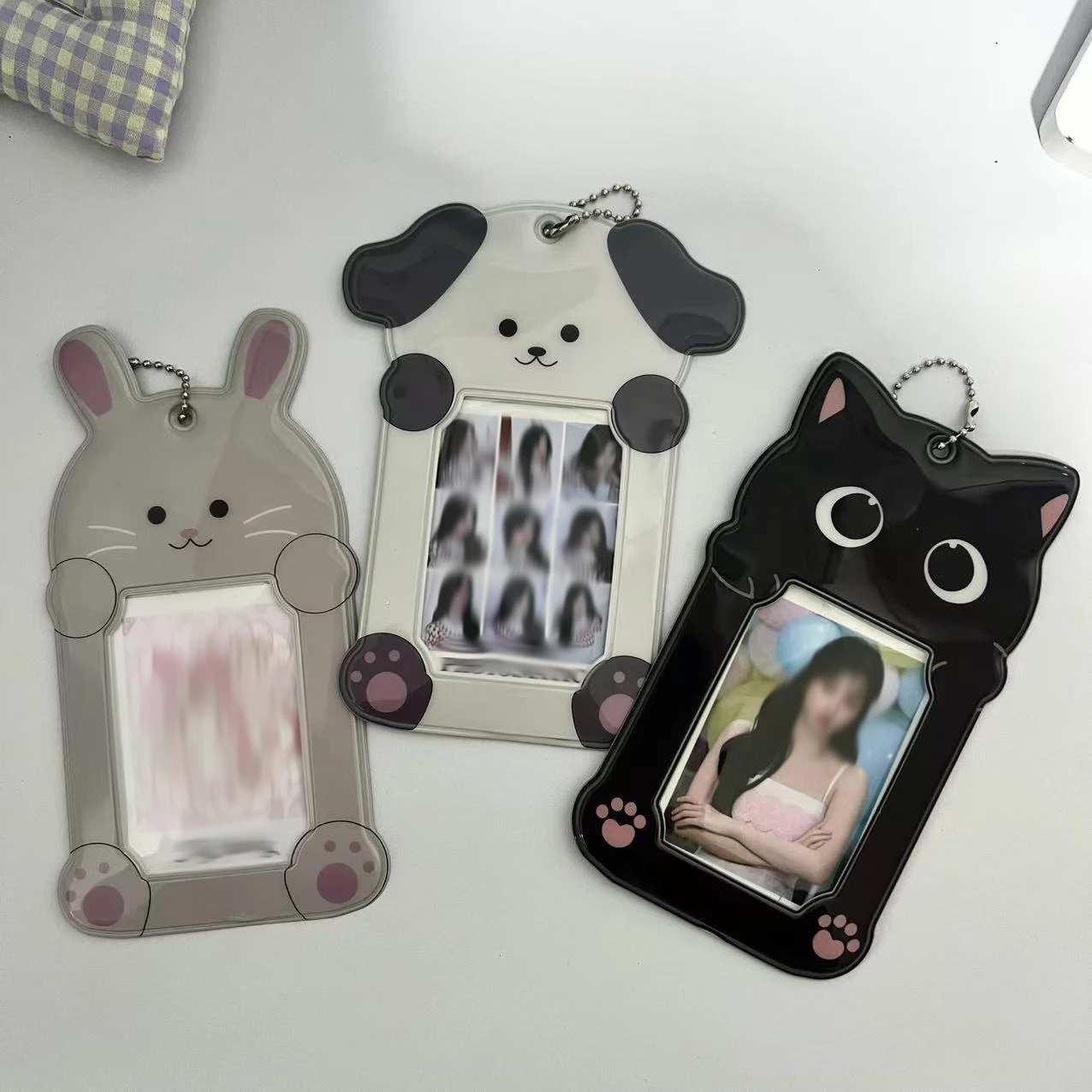 Kpop Photocard Holder z brelokiem Y2K PhotoCard Holder Kpop Charm Holders Kawaii Photo Card Keychain