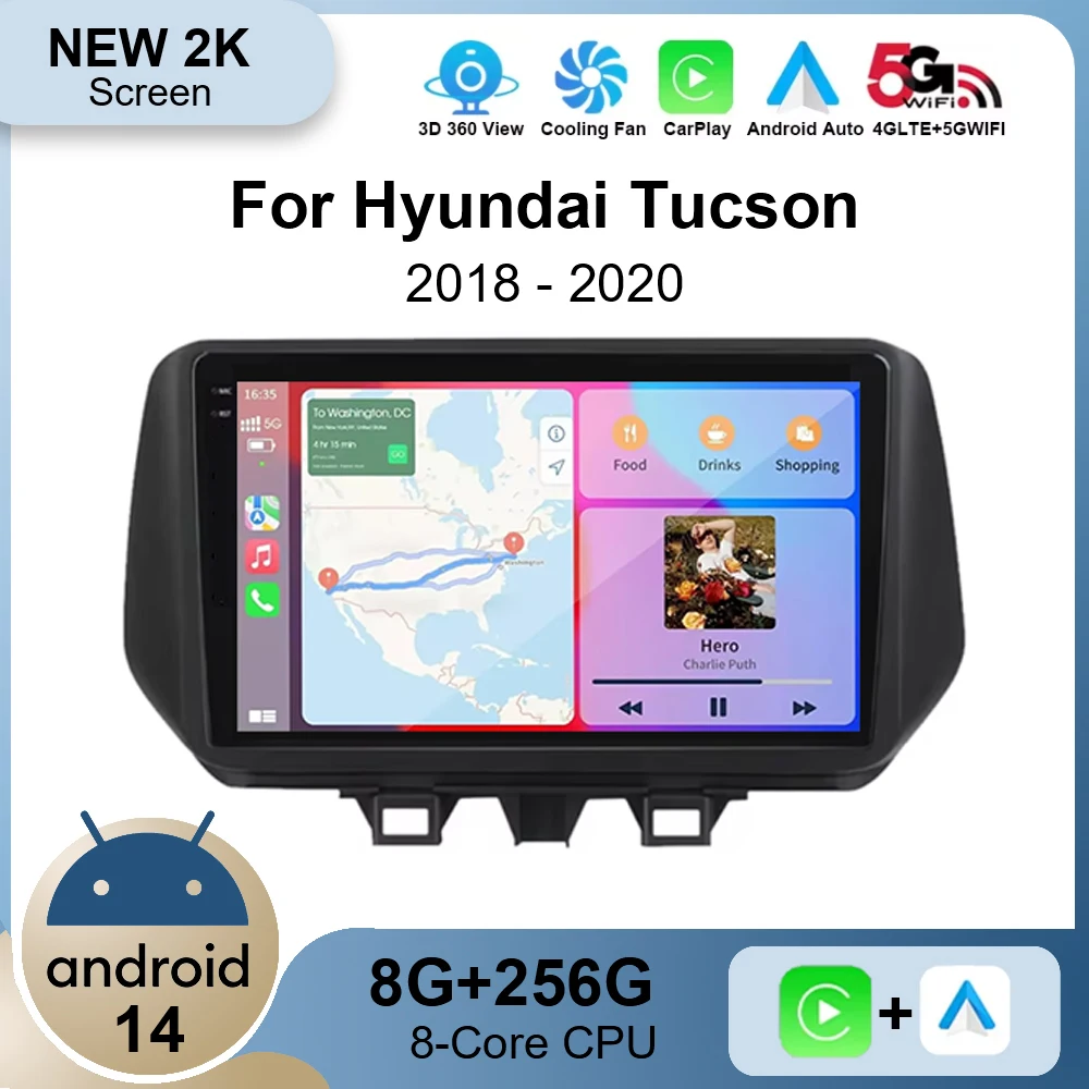 Android 14 Wireless Carplay Auto For Hyundai Tucson 2018-2020 4G+WIFI Navigation Car Radio Stereo Multimidia Intelligent Systems