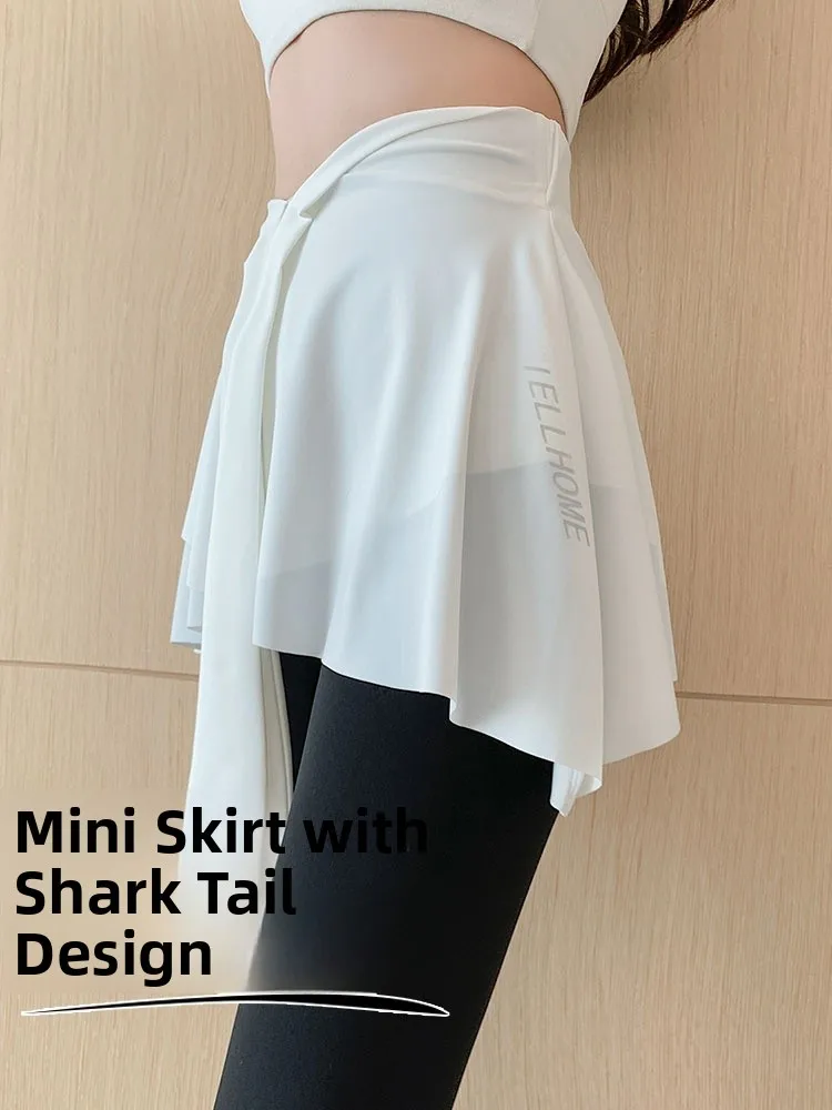 

Women's Quick Dry Skirt Sport Dance Fitness Yoga Butt Covering Shark Pants Hip Concealment Bottoming Tool A-Line Short Skirt