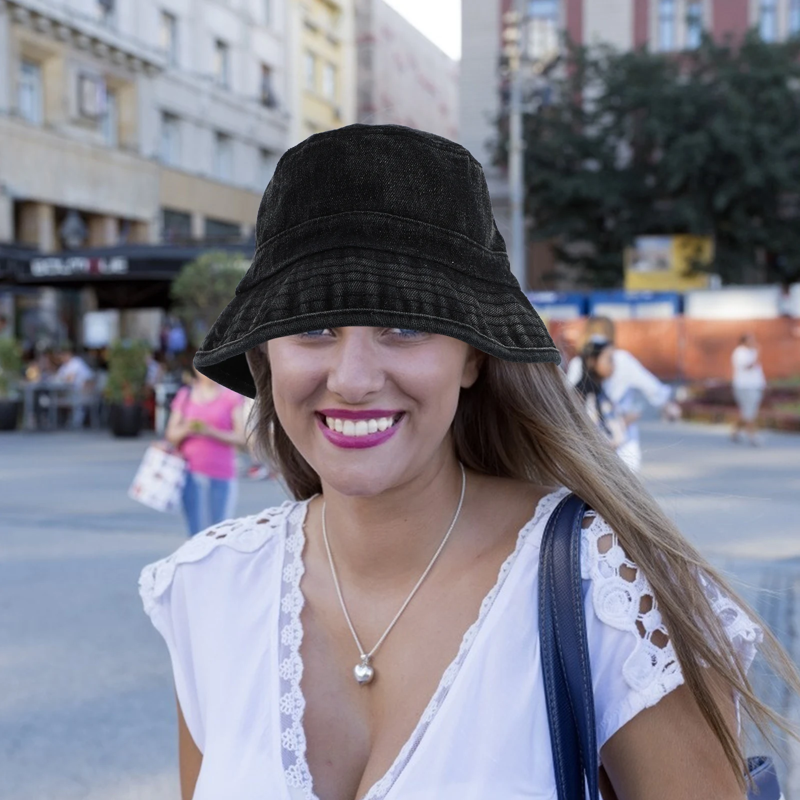 

Vintage Bucket Hat Outdoor Headwear Denim Fisherman Cap Sun Protection Summer Sunscreen