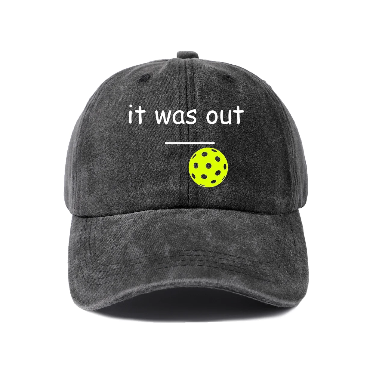 Pickleball Out Call Quote Graphic Baseball Cap, Vintage Washed Adjustable Unisex Dad Hat, Casual Gift
