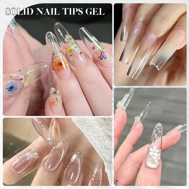 MSRUIOO 20ml ソリッドネイルチップジェル 透明 4 in 1 ネイルアートニス 長持ち UV アルコールフリー マニキュアデザイン HEMA/TPOフリー