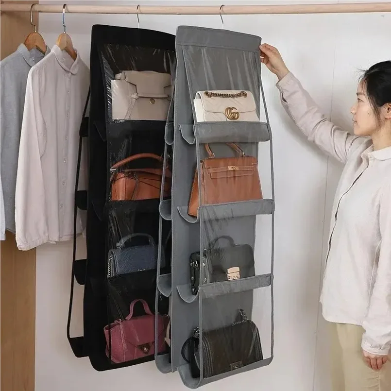 

For Wardrobe Closet Transparent Storage Bag Hanging Handbag Organizer Door Wall Clear Sundry Shoe Bag with Hanger Pouch