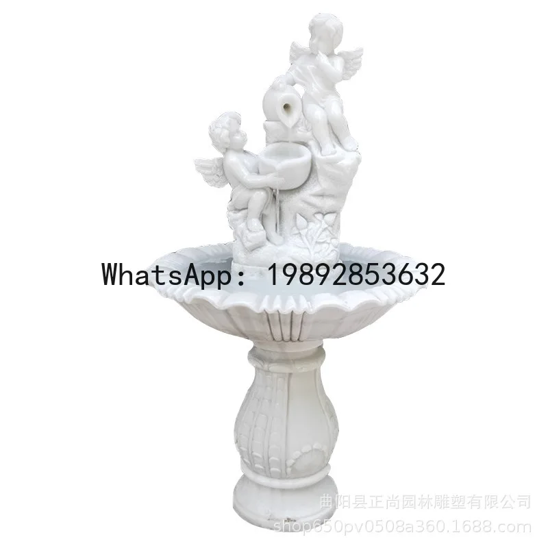 ZK European Style Stone Sculpture with Flowing Water Fountain for Garden,Community, Indoor and Outdoor Landscape Decoration