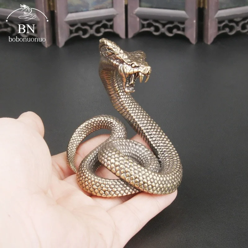 Messing Vintage Schlange Cobra Tier Desktop Home Crafts Kupfer Statue geformte Skulptur Retro dekorative Ornament Miniatur Statuen