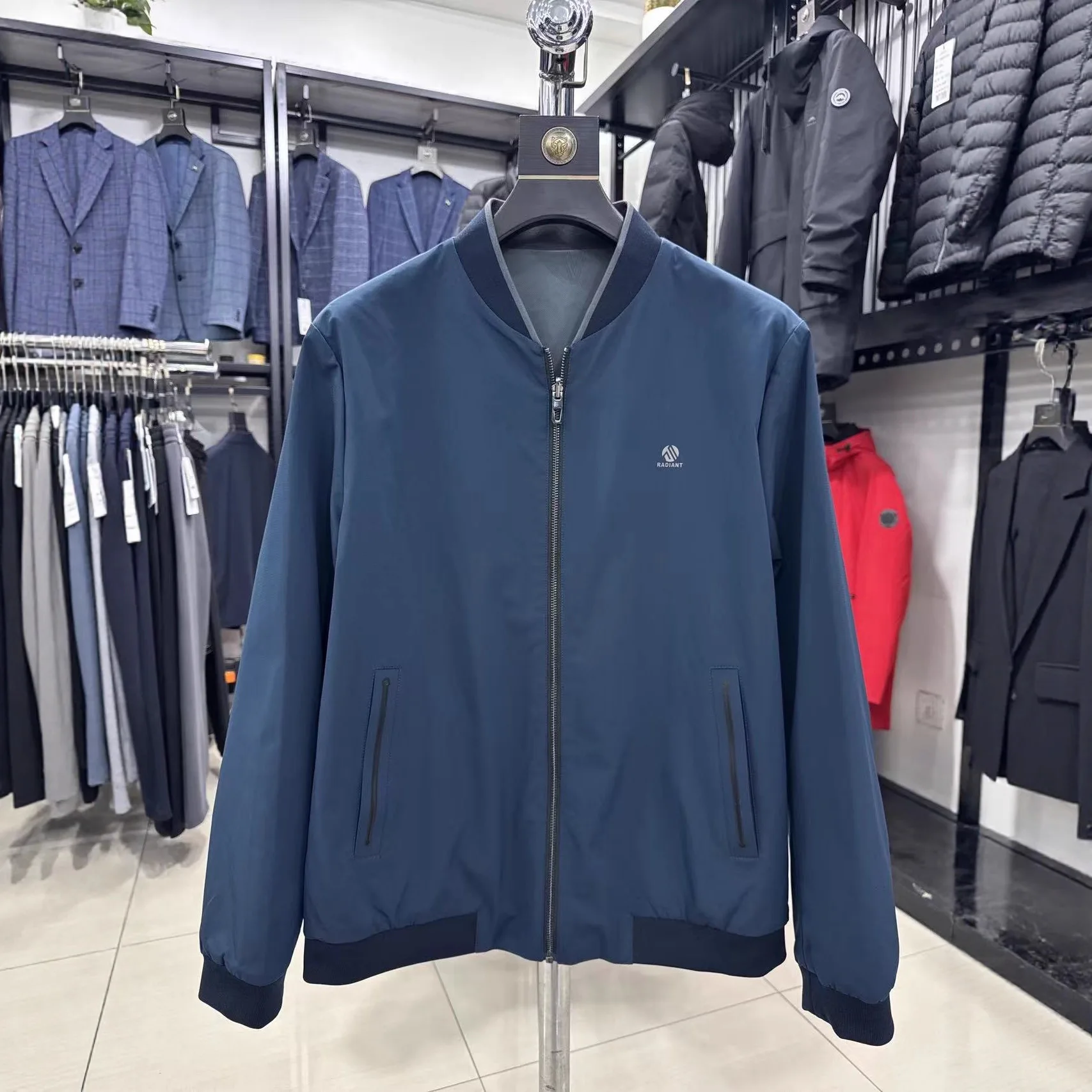 

Double-Sided Wear Busin Casual Youth Spring Autumn Baseball Collar Jaet Coat No Tag H Home ort Sve Stand Collar