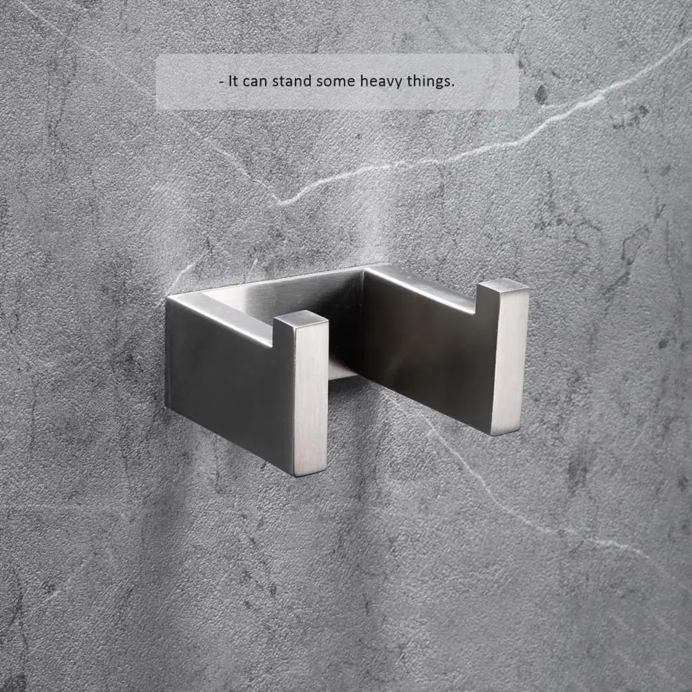 

1Pcs Stainless Steel Clothes Hook Wall Mounted No Damage Heavy Duty Towel Hanger Bathroom Kitchen Storage Modern Simple Design