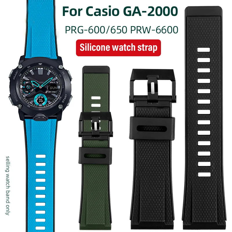 GA2000 Rubber watch band For Casio G-SHOCK Octagonal GA-2000-1A2 GA2200 PRG-600/650 PRW-6600 Waterproof silicone strap Bracelet